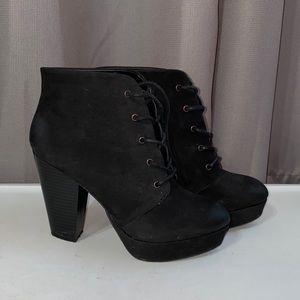 Black tie ankle booties